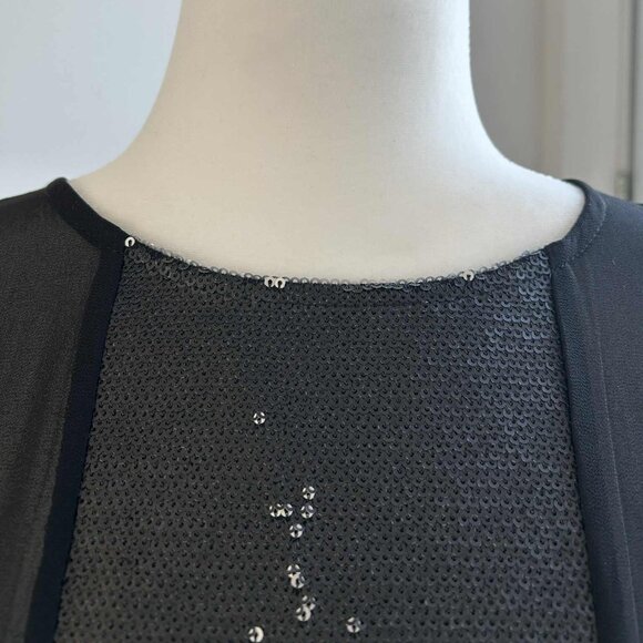 Rudsak Luxe Black Sheer Tunic With Sparkling Sequin Panels & Elegant Flow – US S - Picture 3 of 10